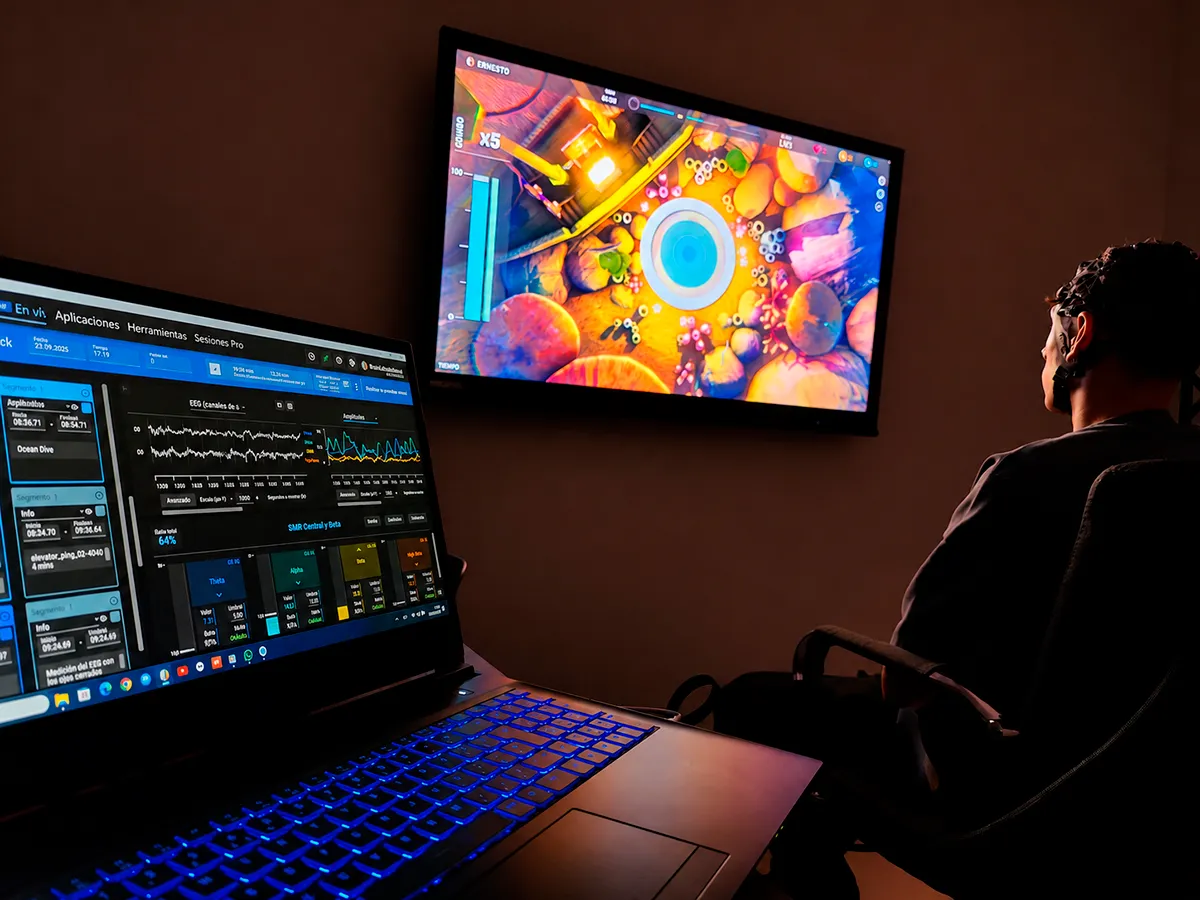 Sesión de neurofeedback durante el proceso de entrenamiento.